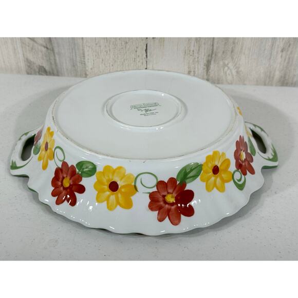 Temptations by Tara Floral Baking Dish Serving Bowl With Handles - Picture 3 of 8